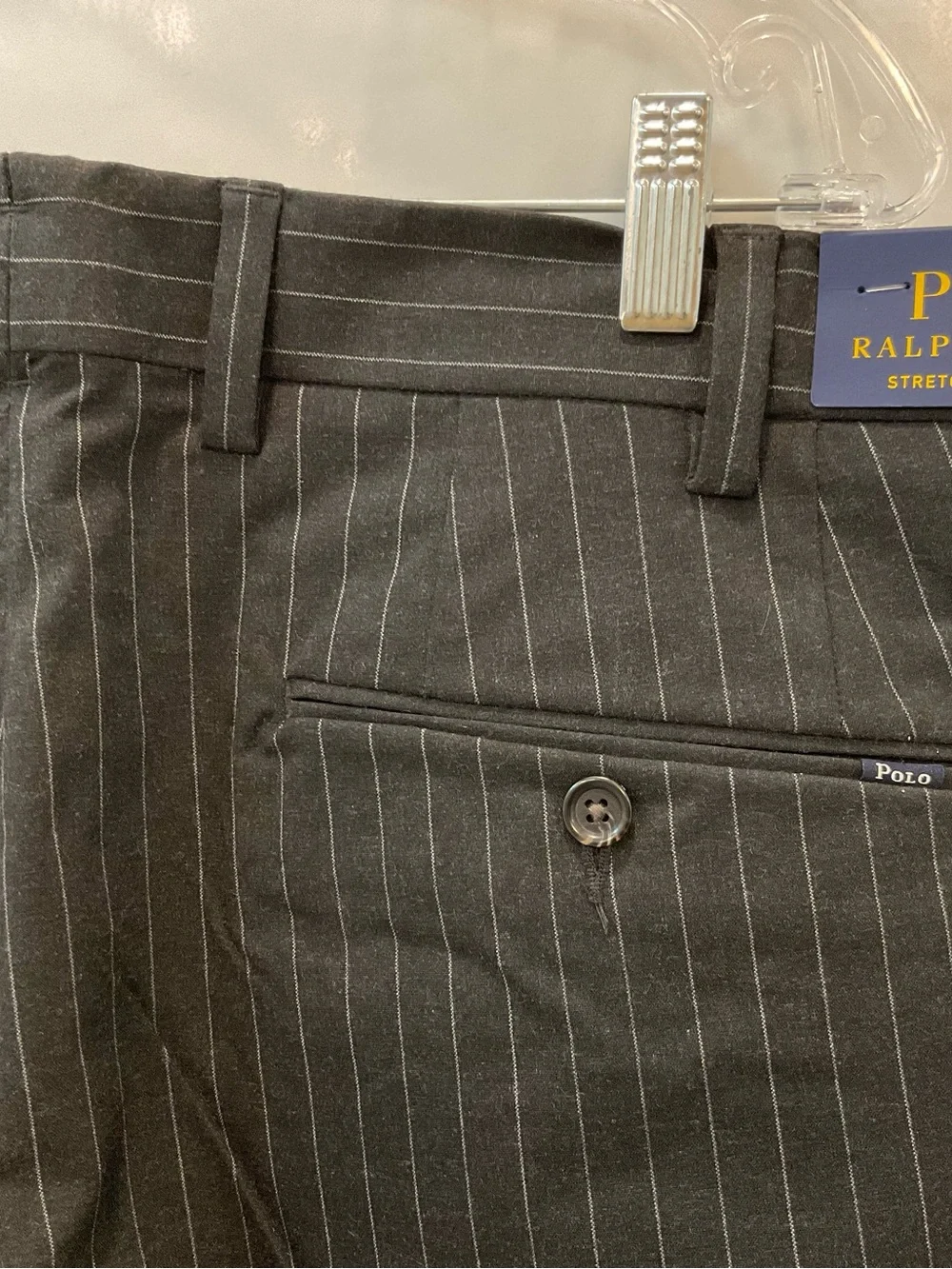 POLO Ralph Lauren Stretch Straight Fit CHARCOAL PINSTRIPE Pants size 38 - 30 T72